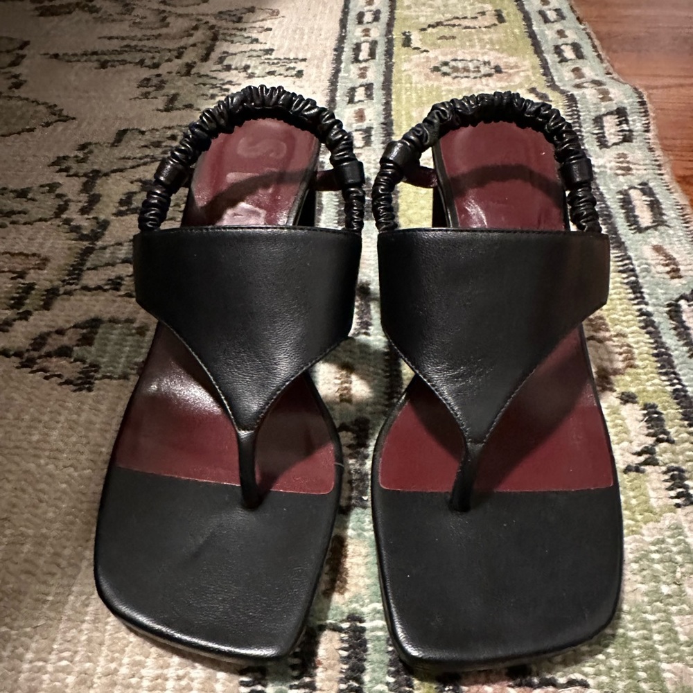 STAUD Black Thong Sandal